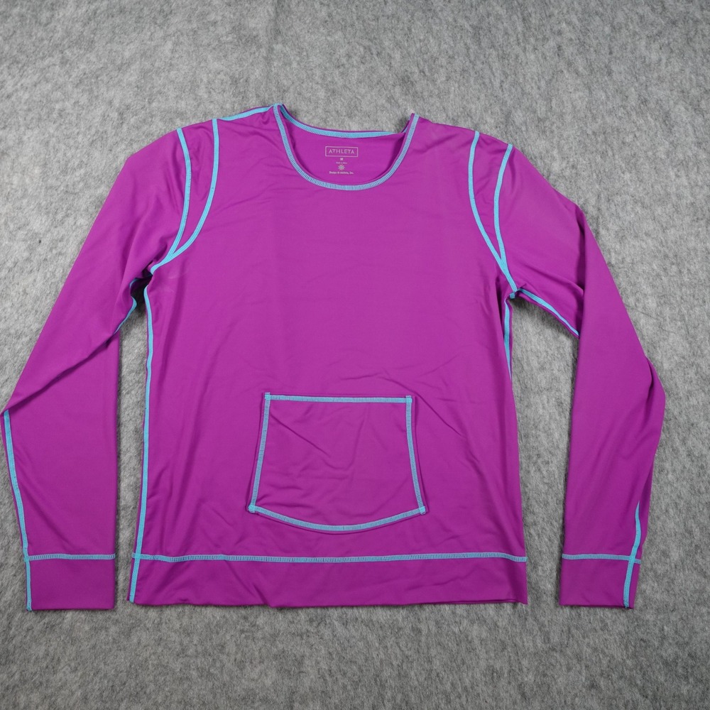 Athleta Top Women Medium Purple Long Sleeve Rashguard Swim Athletic Casual